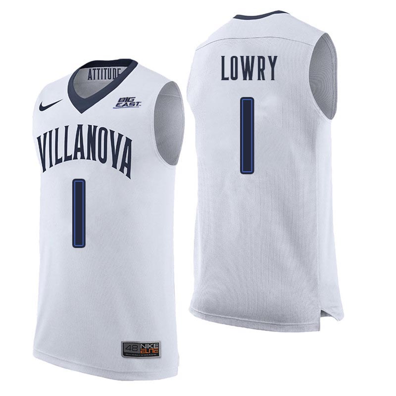Men Villanova Wildcats #1 Kyle Lowry College Basketball Jerseys Sale-White